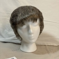 Wig Women Full Head Hair Costume Short Brunette Brown Gray Highlights