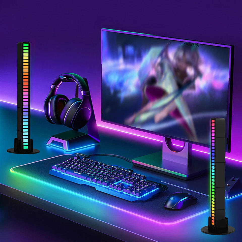 2/4X RGB LED Car Atmosphere Strip Light Bar USB Music Sound Control Rhythm Lamps - Image 4 of 4