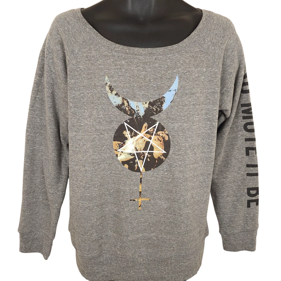 Sudadera Oculta Mujer Talla XL Gris So Mote It Be Pentagrama Cruz Satánica EE. UU. Foto 2 de 4