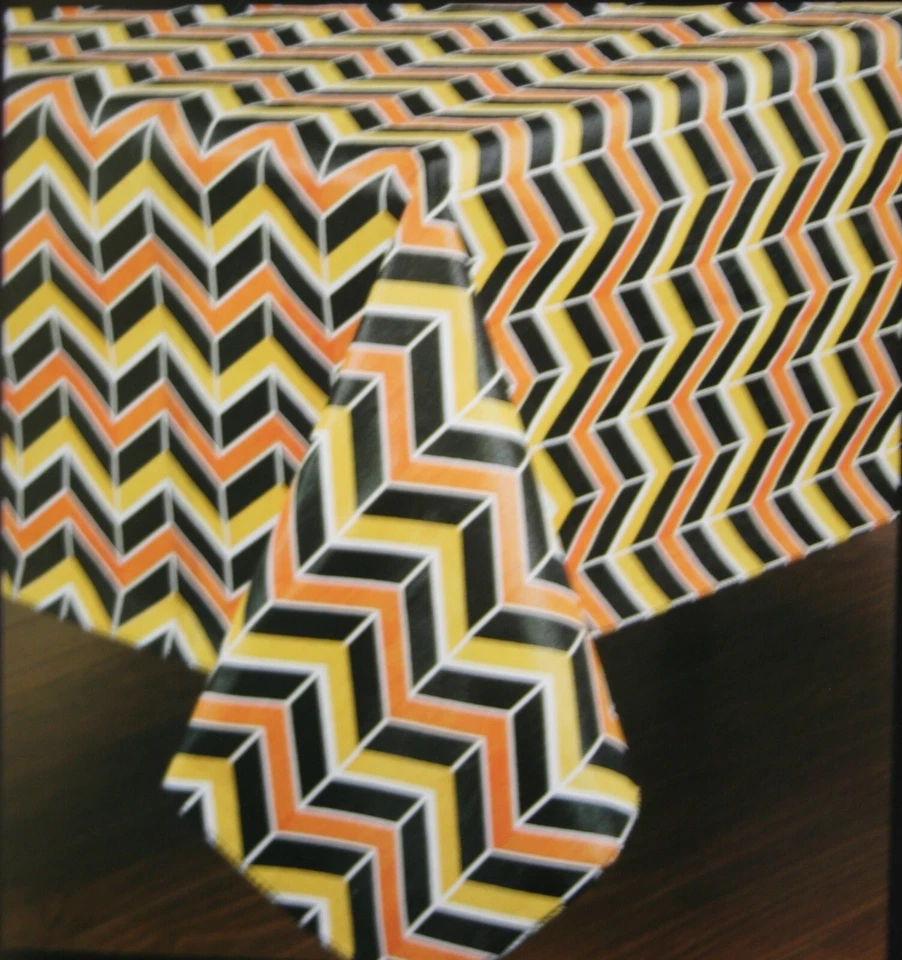 Halloween Wicked Chevron Vinilo Mantel y Bolso Set de Regalo (Redondo 60") - Nuevo con Etiquetas Foto 2 de 3