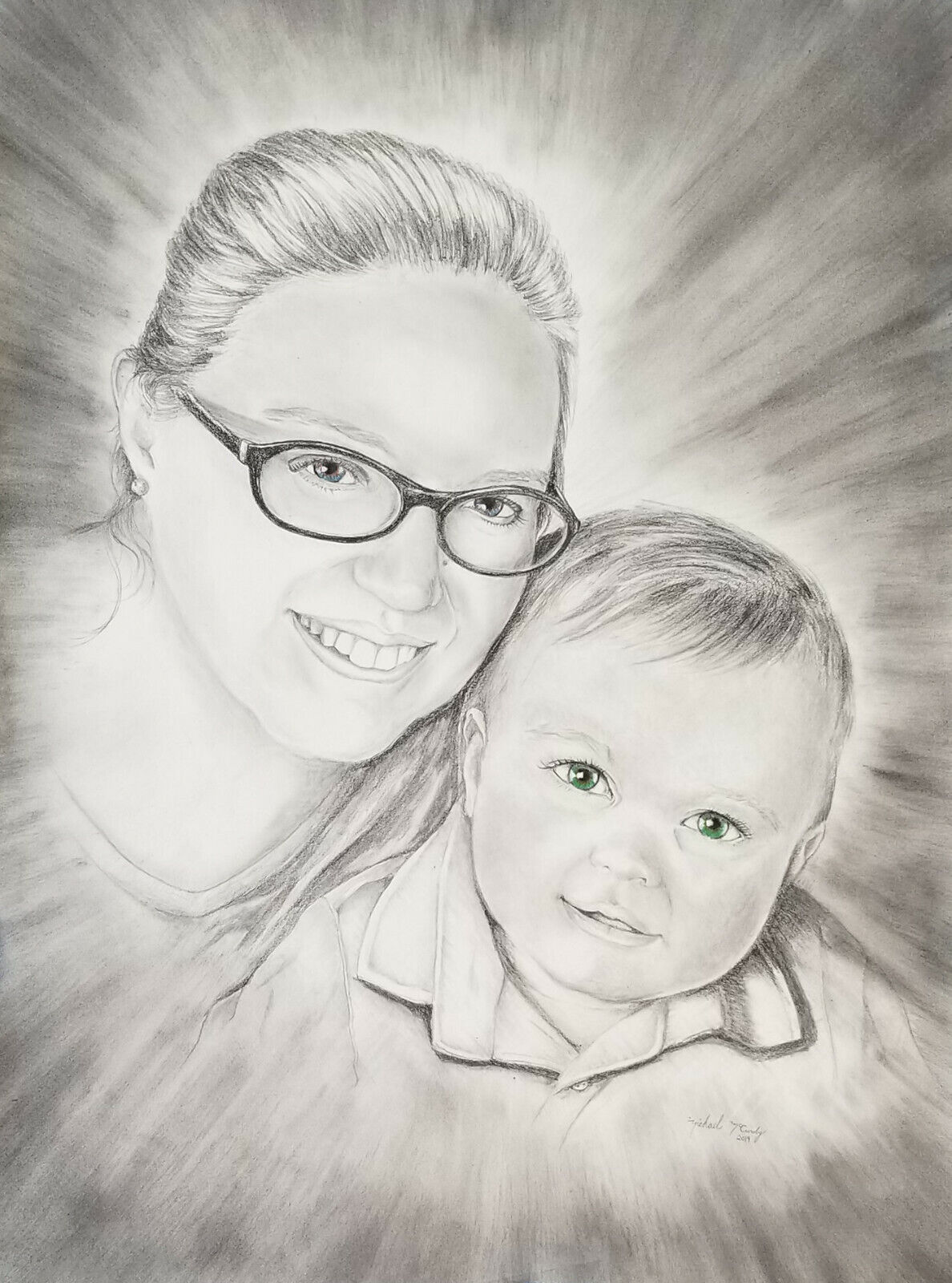 18x24" Custom Pencil Portraits from Your Photo (2 Heads)
