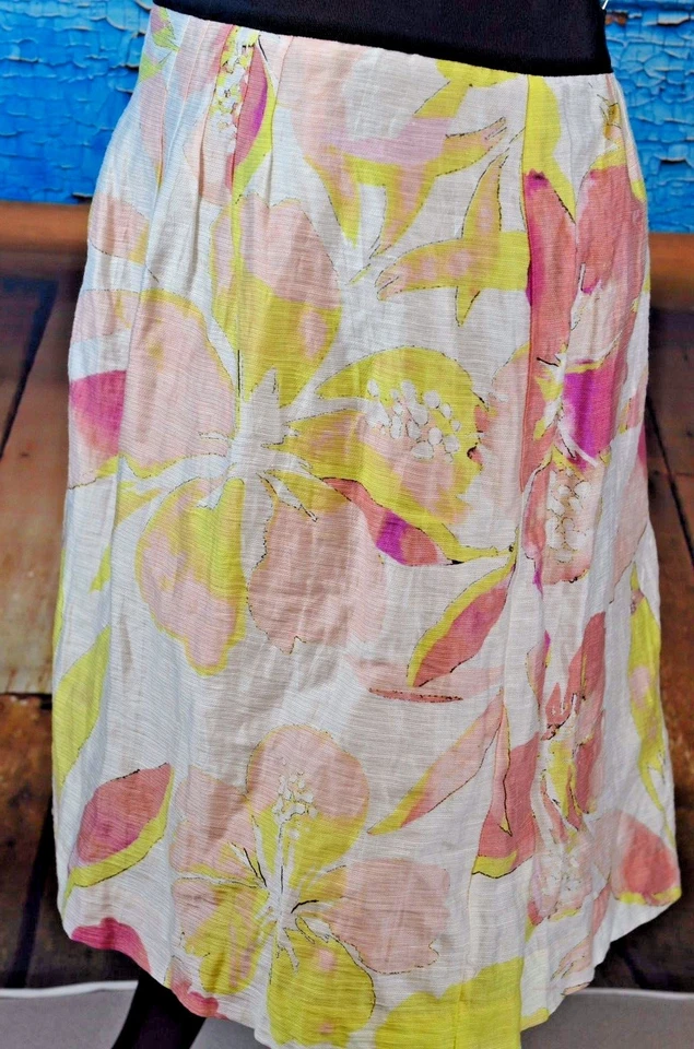 Falda Emilio Pucci Para Mujer Mezcla de Lino Italia Talla 42 Floral 6 EE. UU. Carrera Colorida Foto 4 de 4