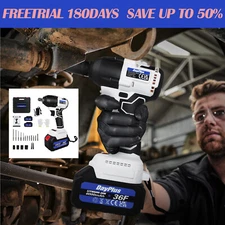 Cordless Impact Wrench Kit 1/2" 420Nm High Torque Brushless w/2x 6AH Battery 