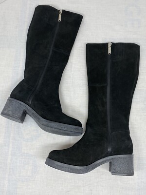 New! BLONDO Lana Waterproof Knee High Boot Black Suede  7.5 M B7329 DD332