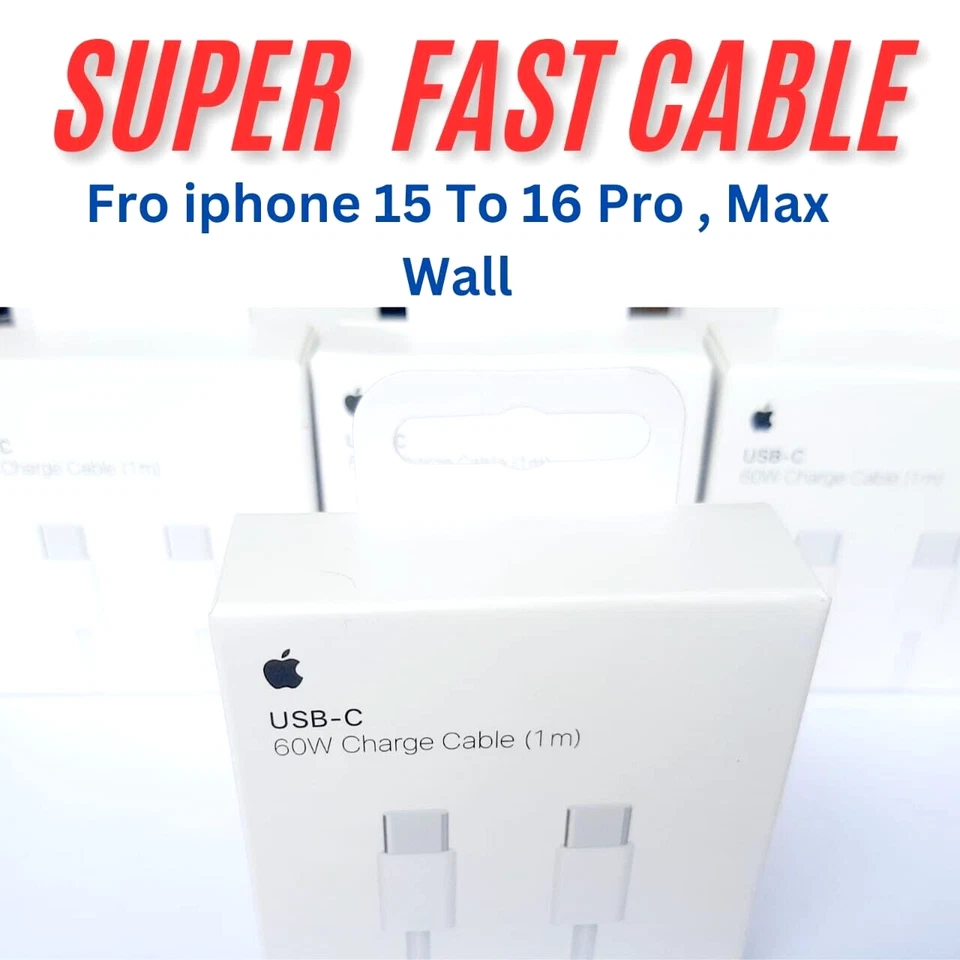 Cable de carga rápida USB-C tipo C de 60 W para Apple iPhone 15/16/Plus, Pro, Max Wall 1M Foto 3 de 4