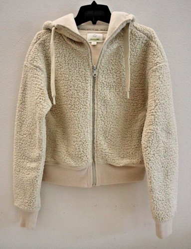 Aerie x Offline Women's Sz XS Cream Sherpa Fleece Full Zip Cropped Hoodie Jacket