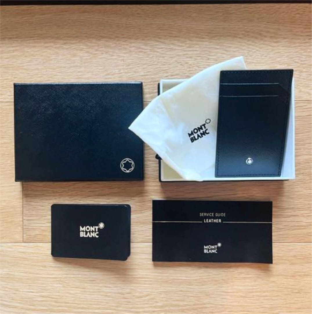 Montblanc 2cc Money Clip Wallet Black Leather Slim Card Case