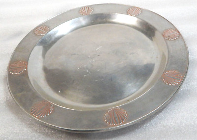 WILTON ARMETALE Shell ROUND Platter Tray Plate 14 1/2'' Shell Pattern