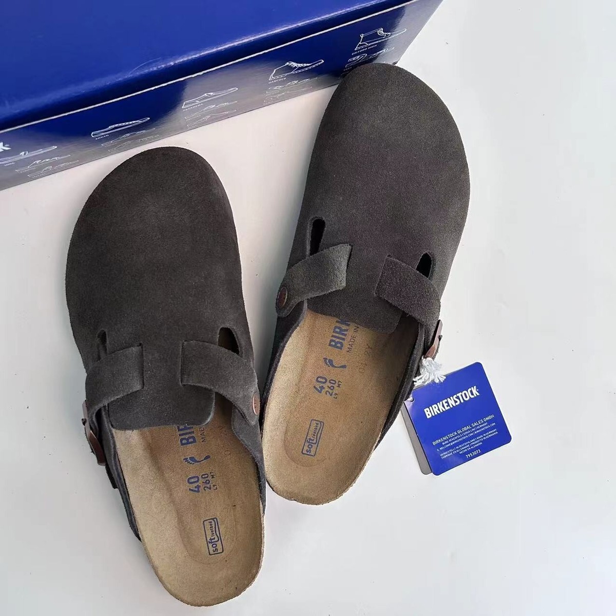 Birkenstock Boston Classic Mocha Suede Leather Unisex Shoes Narrow