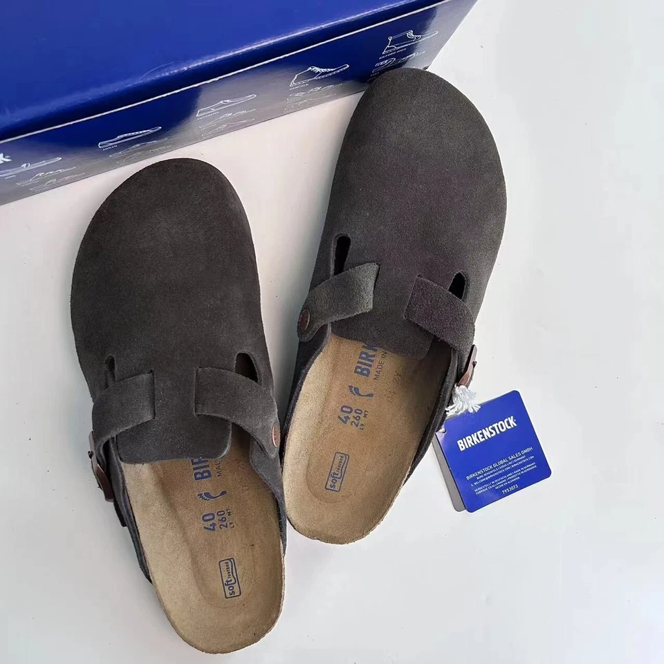 Birkenstock Boston Classic Mocha Suede Leather Unisex Shoes Narrow/Wide 37-45 - Image 2 of 4