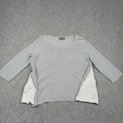 Lieblingsstuck Damen Pullover Größe 42 - XL Kurz Grau Baumwolle Zip Schlitz