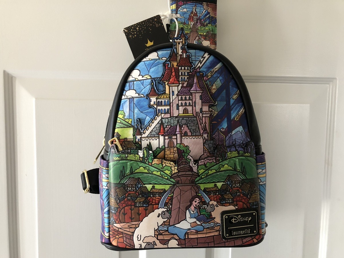 Loungefly Disney Stained Glass Castle Backpack The Sword In The Stone Stained Glass Portrait Disney  main image 3