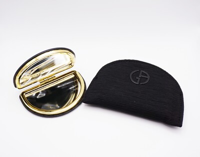 Giorgio Armani Beauty Makeup Compact Pocket Mirror with Pouch BLACK *NEW*