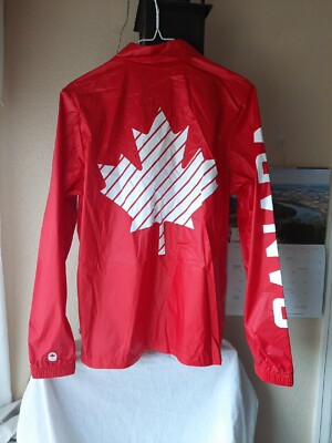 Hudson's Bay Canada Womens Olympic Nylon Windbreaker Red Size M  Maple Leaf 