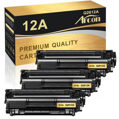 3x Black High Yield Q2612A 12A Toner for HP LaserJet 1010 1018 1022 3050 Printer