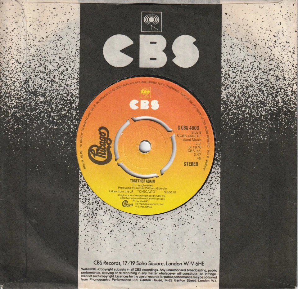 Chicago - If You Leave Me Now (CBS 1976) 7" Single - Image 2 of 2