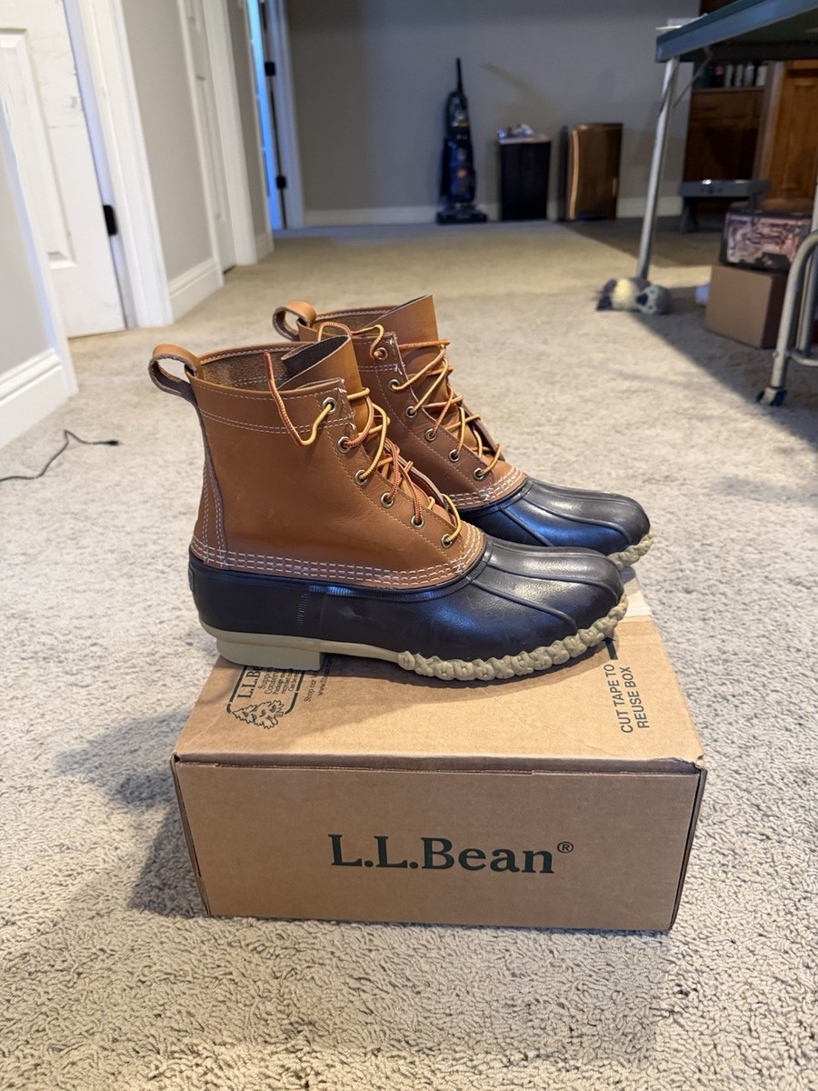 LL Bean Bean Boots 8 Inch Duck USA Maine Made Rain Tan Mens 