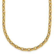 14K Yellow Gold Polished Oval Link Chain Necklace 18"