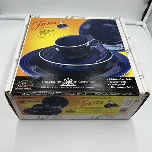 Fiesta Cobalt 5 Pc Place Setting Homer Laughlin Plate Bowl Cup 830 105 Dish USA