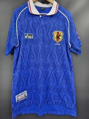 Vintage Japan National Team Jersey ASICS XL Blue Flame Pattern