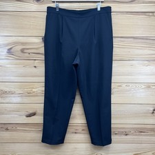 Elie Tahari Dress Pants XL Black Pull On Pleated Elastic Waist Pocket Taper B163