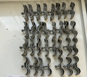 Used 32 Pair of Galvanized Steel Kennel Saddle Clamps 1-3-8 Inch