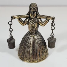 Metal Milkmaid Bell 2.5" Figurine Dutch Girl Welsh Lady Reg No 930983