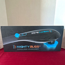 Mighty Bliss Cordless Handheld Full Body Hand Massager Black/Blue w/6 Heads