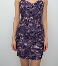 (….2)Guess Size M Olivia Sweetheart Strapless Purple Plum Multi Dress Mini