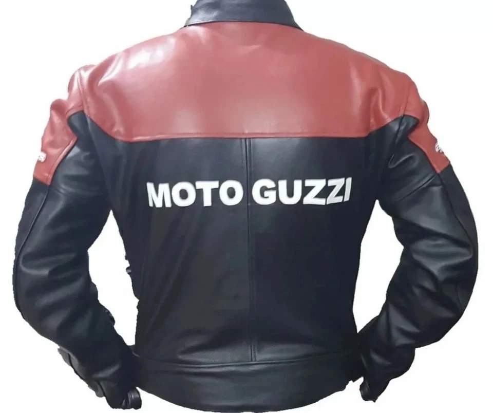 New Moto Guzzi Racing Leather Motorbike Jacket Men Biker MotoGP Ce Armor - Image 2 of 4