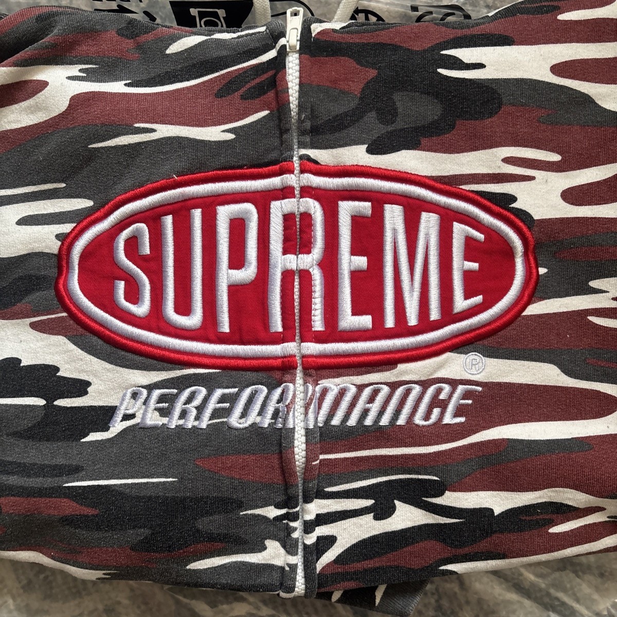 Supreme Performance Zip Up Hooded Sz small Sweatshirt Red Camo