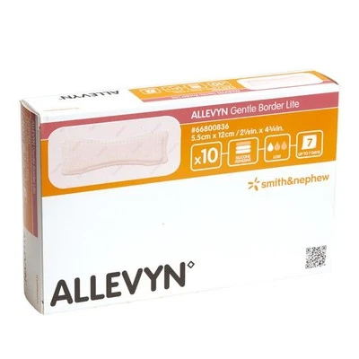 Allevyn Gentle Border Lite 5.5x12cm Pack of 10 Sterile Adhesive Dressings