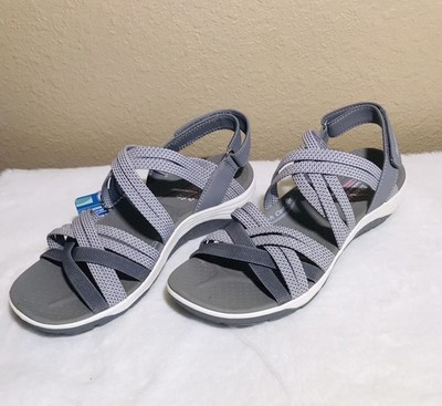 Skechers Washable Reggae Cup Sport Sandals Grey/White Womens Shoes Size 8 *NEW