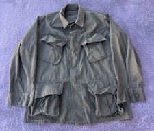 Vintage 60s Slant Pocket Coat Medium 22x27 Vietnam Poplin Tropical Combat 107