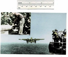 Doolittle Raid B-25 Taking Off USS WASP CV-8 Postcard US Navy Official Photo