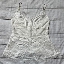 Vtg Y2K Babydoll Lace Cami Top Milkmaid Fairy Coquette Cami Whimsigoth Ivory M