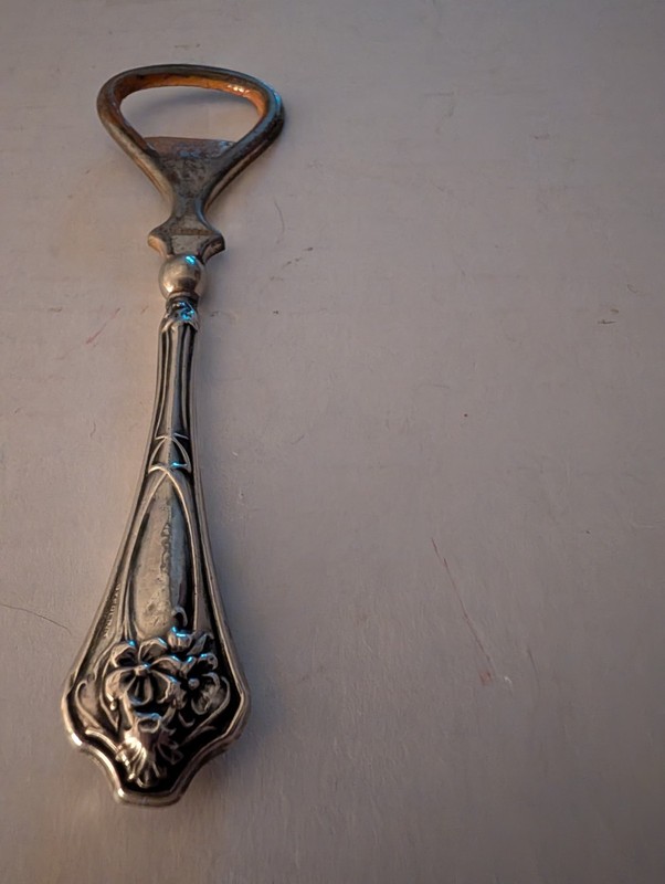  Antique Marked Sterling Silver Floral Decorations Flatware Bottle Opener 2-6-94