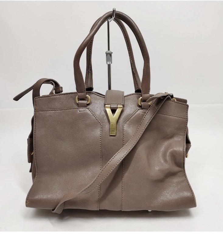 YVES SAINT LAURENT Classic Y Cabas Chyc Light Brown 2 Way Leather