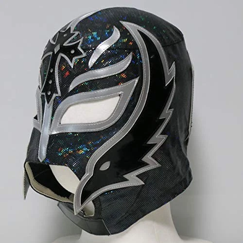 Maschera semi-pro Rey Mysterio modello 619 nero argento Lucha Libre Pro Wrest... - Immagine 2 di 4