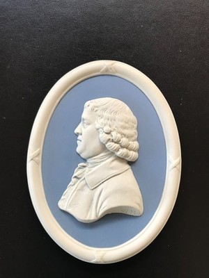Wedgwood blau Jasperware Jos. Wedgwood ovale Plakette um 1860-90