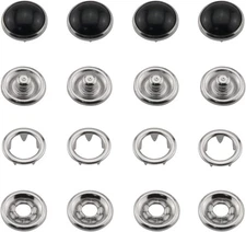 ZCZQC 30 Sets 10mm Black Pearl Snap Buttons Metal Ring Snaps Popper 