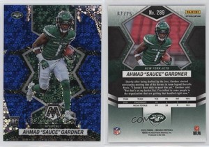 2022 Mosaic NFL Debut No Huddle Blue Prizm /75 Ahmad Gardner Sauce Rookie RC
