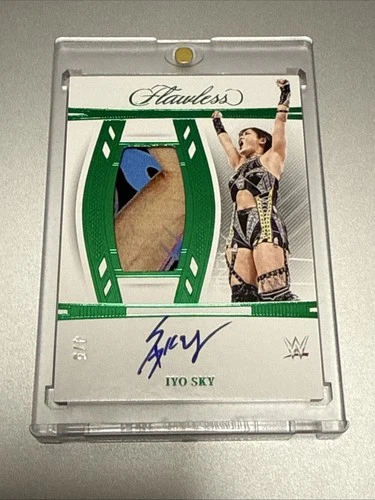 2024 Panini Flawless WWE Emerald Vertical Patch Auto Iyo Sky 4/5