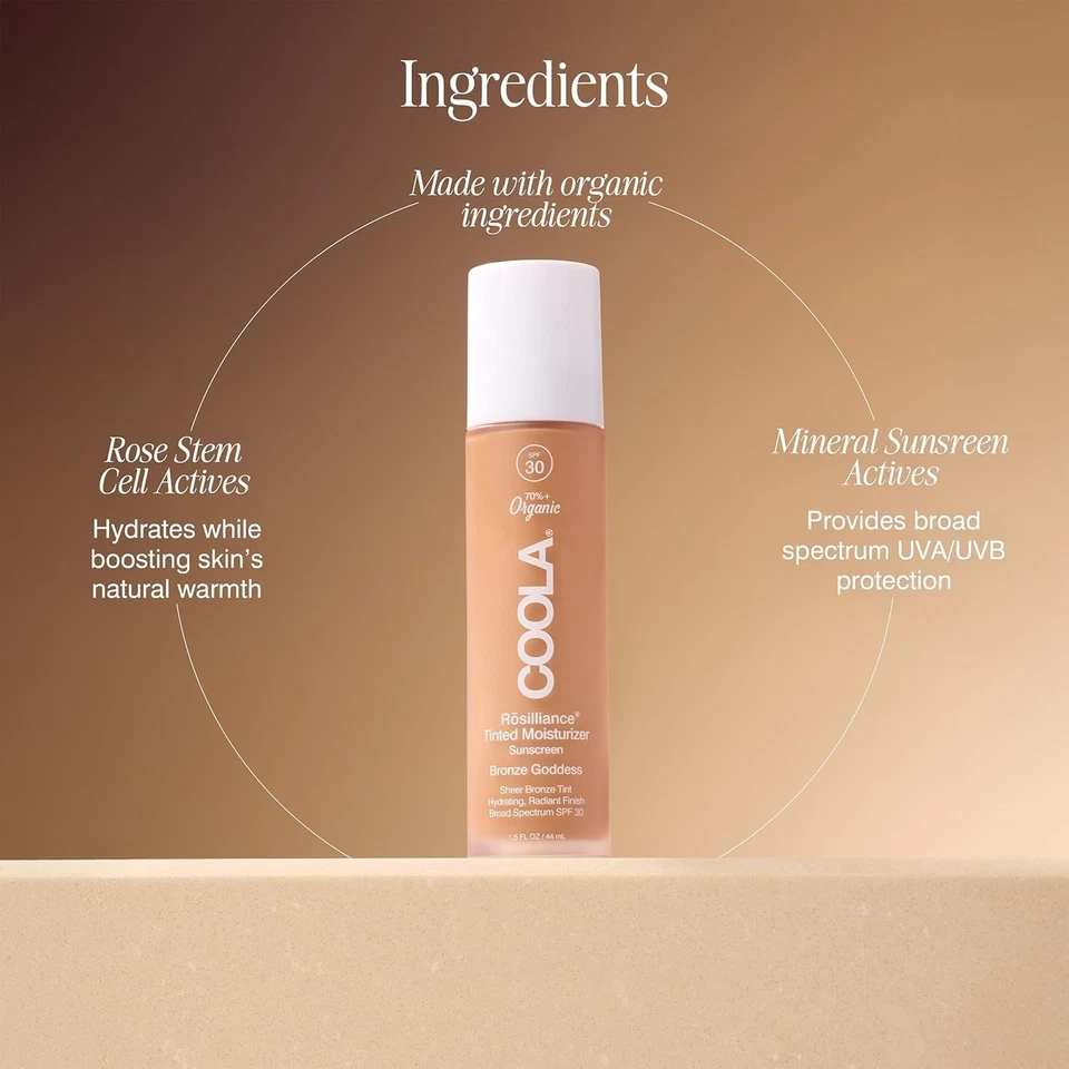 Rosilliance COOLA Tinted Moisturizer Organic SPF 30 1.5oz Bronze Goddess No Box - Image 4 of 4