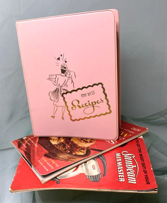 Vintage Cookbook Lot of 3 | 1950s My Best Recipes Binder + Sunbeam + Bake-Off