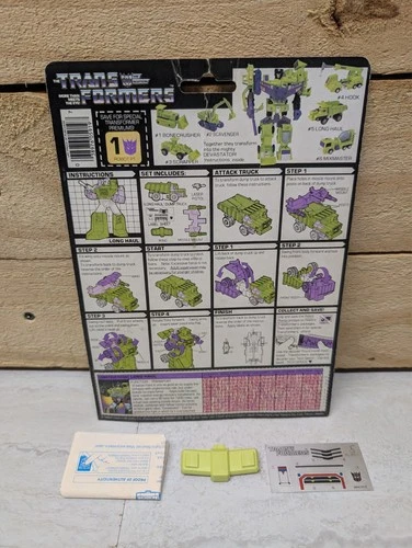 G1 Transformers Constructicon Long Haul Cardback Tech Spec Stickers Accessories