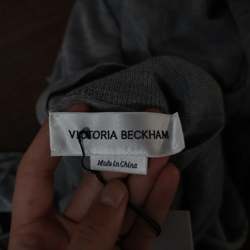 Victoria Beckham Merino Wool Midi Dress Womens XS Gray Quiet Luxury Avant Gard - Image 2 of 4