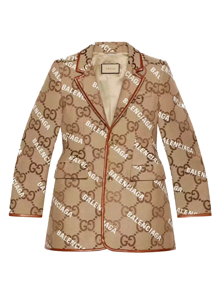 Gucci x Balenciaga The Hacker Project Jumbo GG Jacket Beige/Ebony (Size: 38)