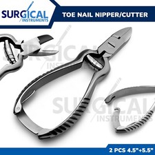 2 Pcs Nail Nippers 4.5" 5.5" Barrel Spring Concave Jaw Surgical Pedicure Instr