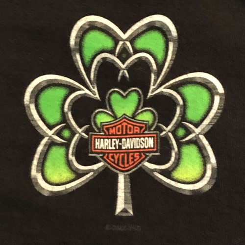 T-shirt Harley-Davidson River St Savannah GA nera verde trifoglio irlandese grande 05 - Foto 3 di 7